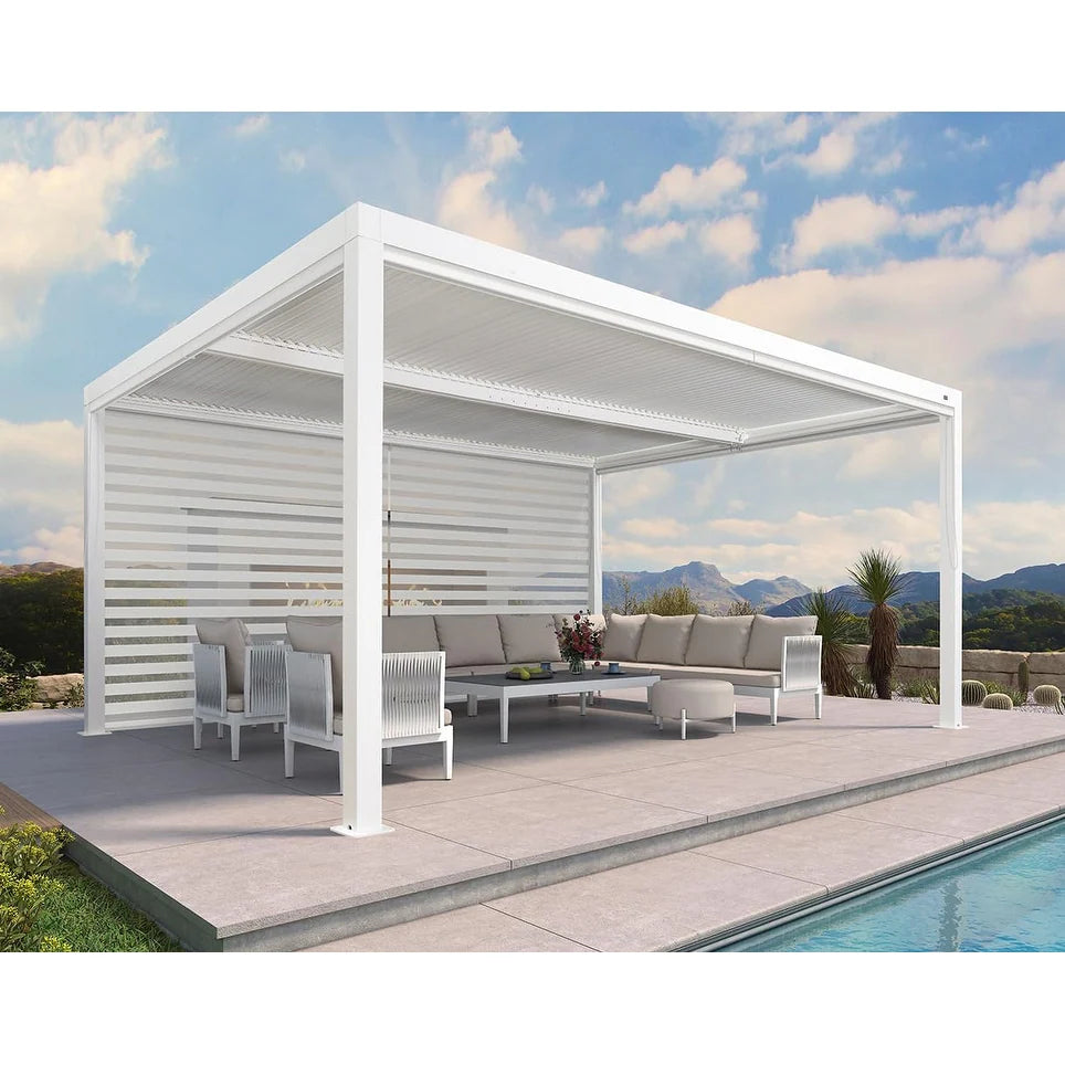 Hanso Home Louvered Pergola Modern White Pergola with Adjustable Roof for Deck Backyard Garden