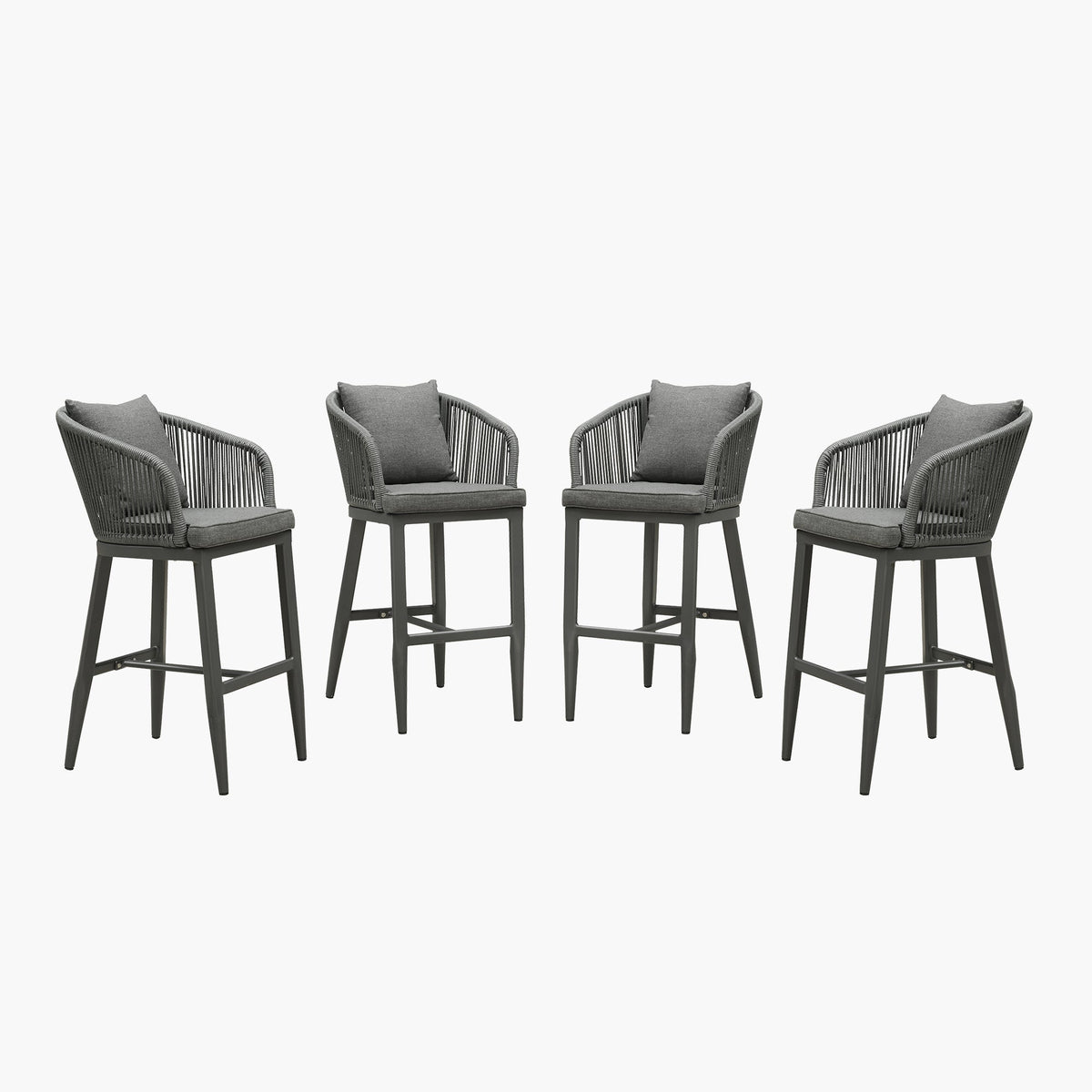 PURPLE LEAF Outdoor Bar Stools Patio Modern Aluminum Rattan High Back & Arms Bar Chairs with Removable Cushions and Pillows  for Outdoor or Indoor