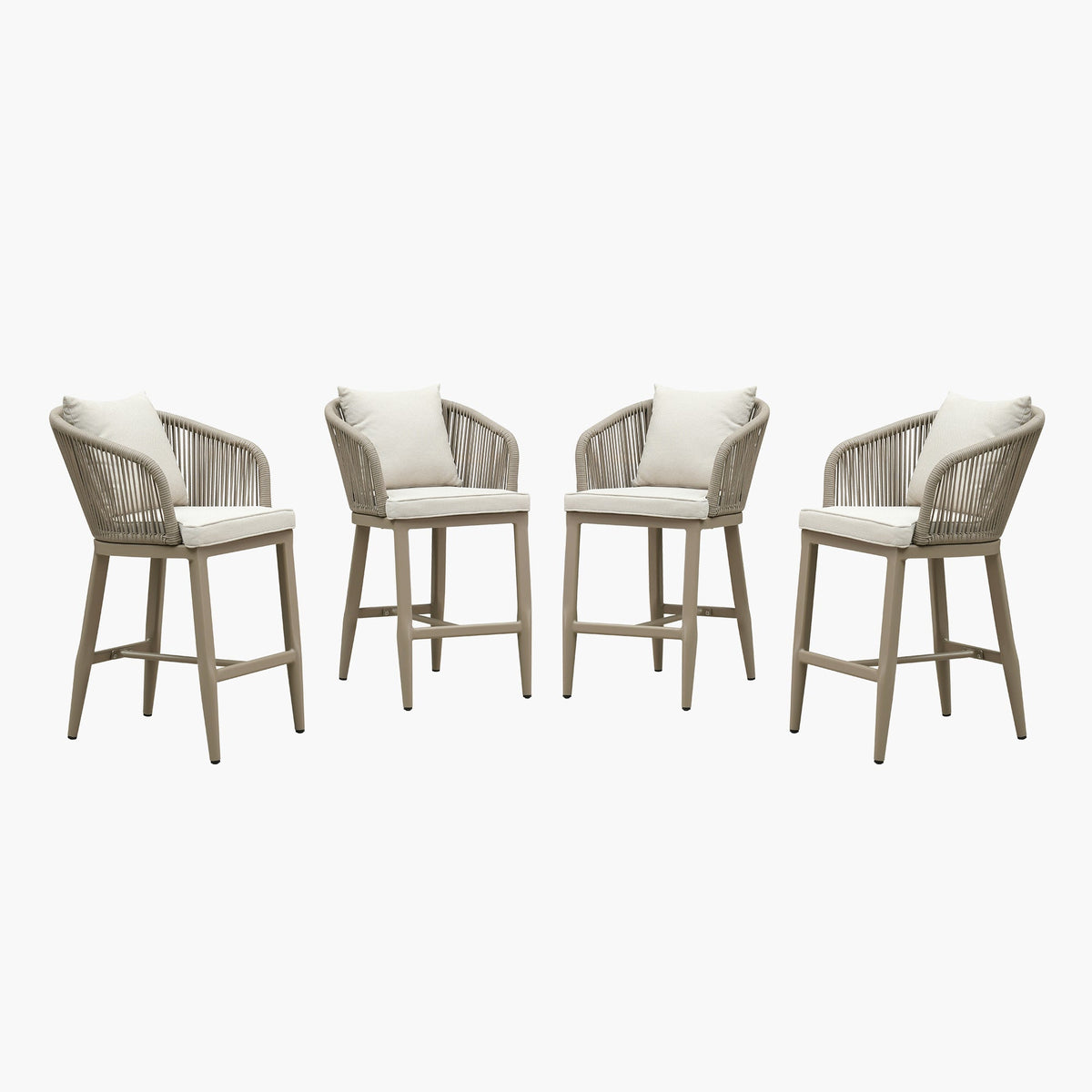 PURPLE LEAF Outdoor Bar Stools Patio Modern Aluminum Rattan High Back & Arms Bar Chairs with Removable Cushions and Pillows  for Outdoor or Indoor