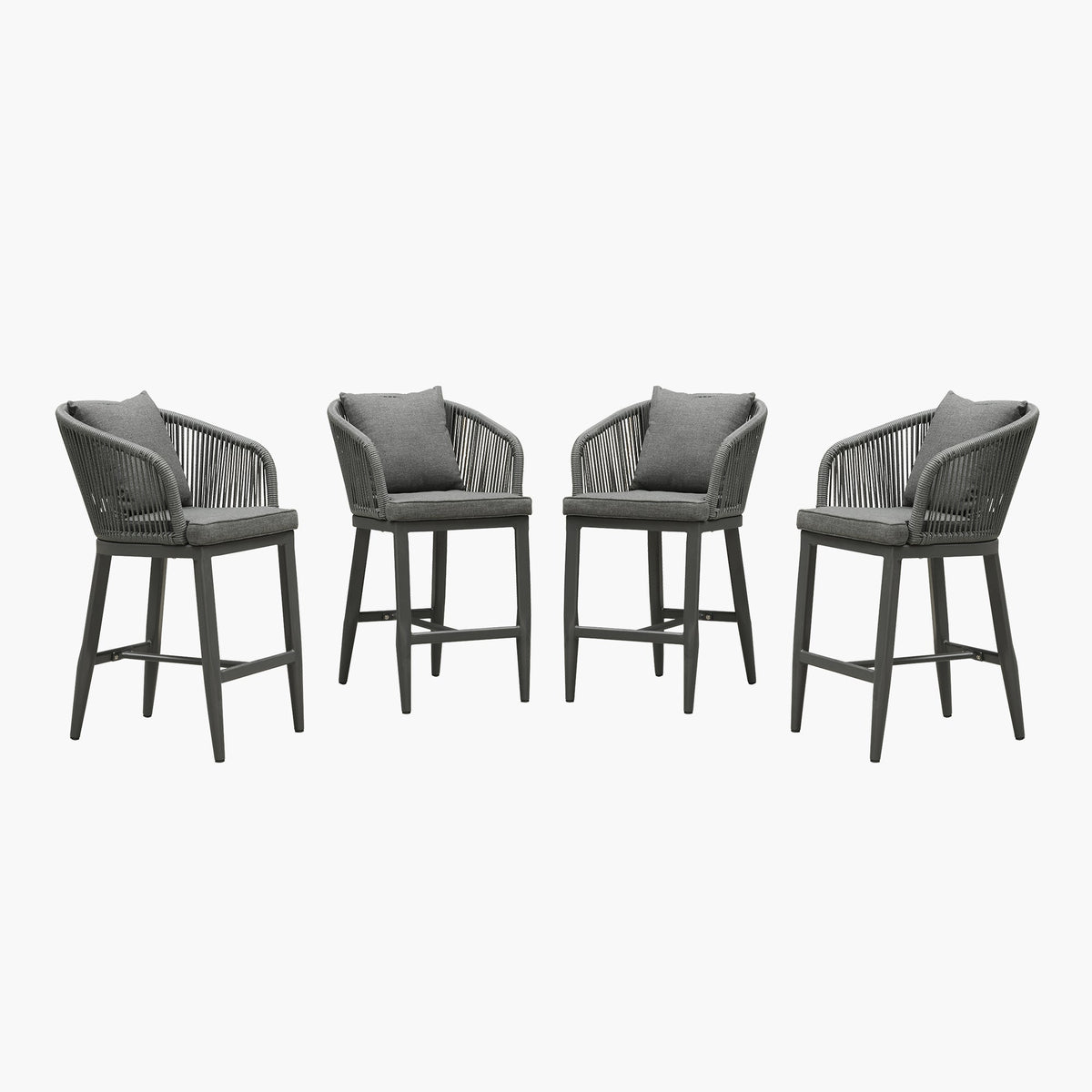 PURPLE LEAF Outdoor Bar Stools Patio Modern Aluminum Rattan High Back & Arms Bar Chairs with Removable Cushions and Pillows  for Outdoor or Indoor