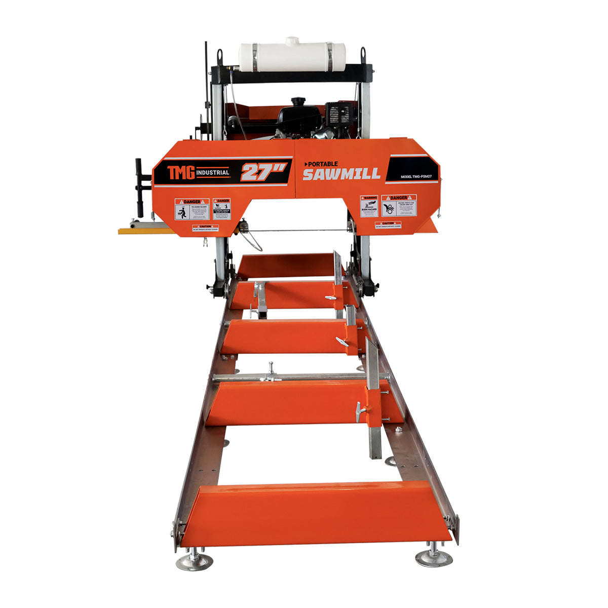 27” Portable Sawmill, 10’ Log Length Capacity, 27” Log Diameter, 15 HP RATO-R420 Engine, 12-¾’ Track Length (Extensions Available), TMG-PSM27R