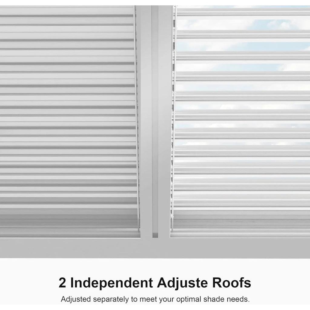 Hanso Home Louvered Pergola Modern White Pergola with Adjustable Roof for Deck Backyard Garden