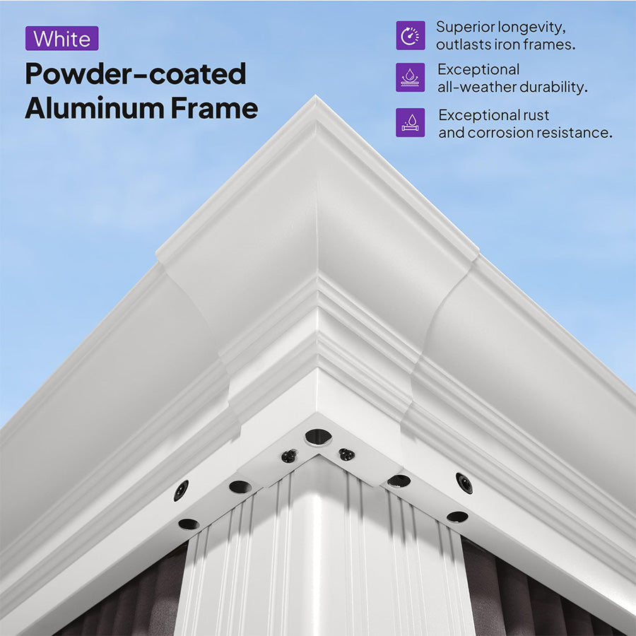PURPLE LEAF White Metal Carport with Galvanized Steel Roof Aluminum Frame All-Weather Car Shelter