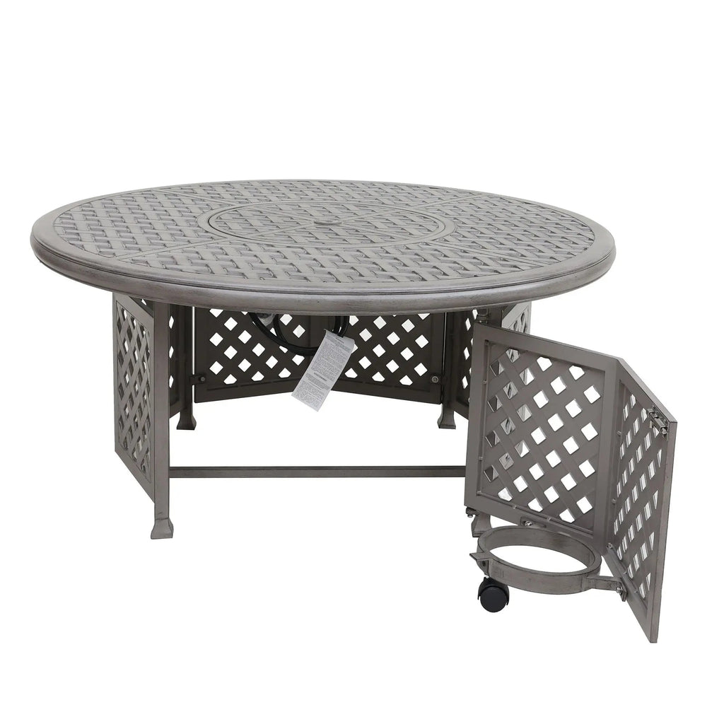 55,000 BTU Cast Aluminum Propane Gas Firepit Table, Chat Height, DOBA-PGT55