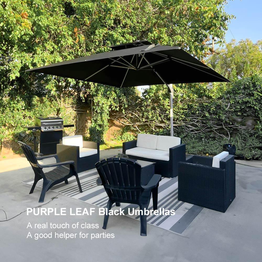 PURPLE LEAF Outdoor Windproof Umbrella, Square Cantilever Umbrella Outside Patio
