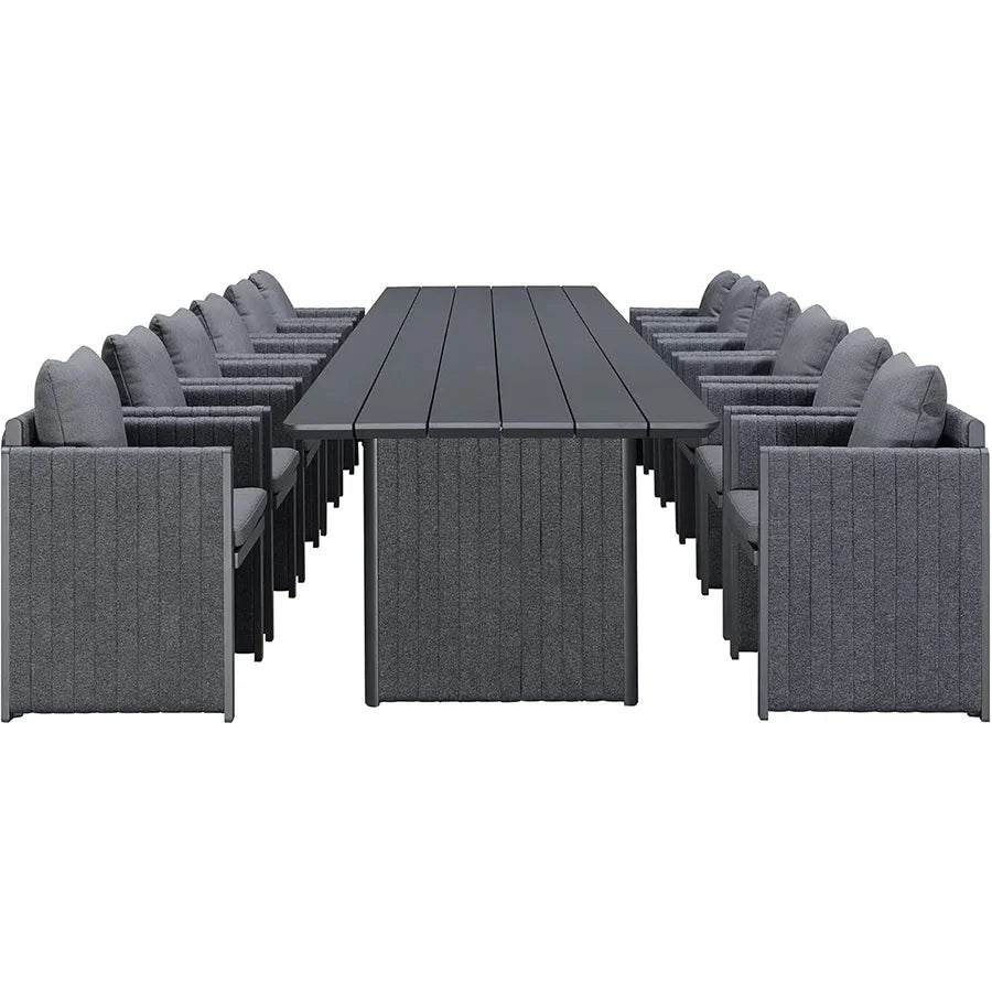 PURPLE LEAF Sanori Outdoor Dining Set Weather-Resistant Aluminum Table and Chairs Set with Backrest Pillow and Olefin Cushions for Deck