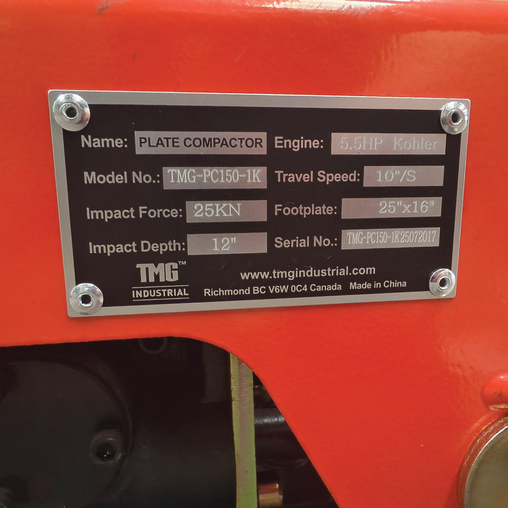 5600-lb Reversible Vibratory Plate Compactor, 5.5 HP Kohler Command Pro Engine, TMG-PC150-1K