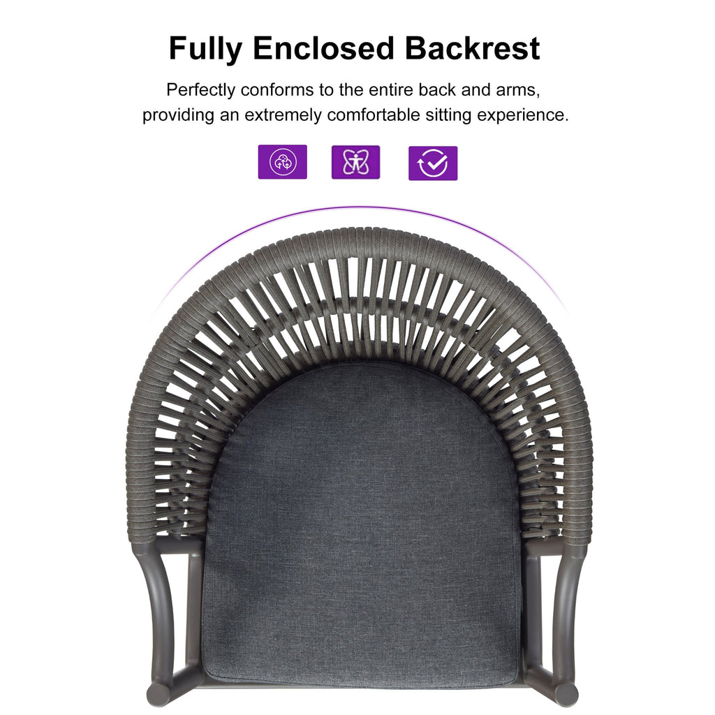 PURPLE LEAF Patio Bar Stools Set of 2 Outdoor Wicker Modern High Bar Chairs Metal Cushioned Barstools with Backs and Ergonomic Armrest