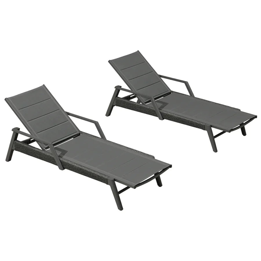 PURPLE LEAF Sanori Outdoor Chair Chaise Lounge Sun Lounges Aluminum Poolside Adjustable Reclining Patio Set of 2
