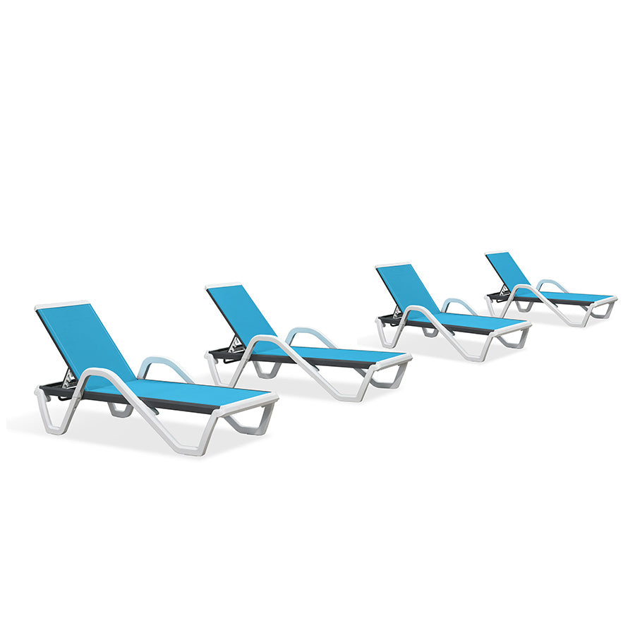 PURPLE LEAF Patio Chaise Lounge Plastic Pool Outdoor Lounge Chair with Aluminum Frame Stackable Patio Tanning Chairs for Poolside Sunbathing Beach Deck Yard