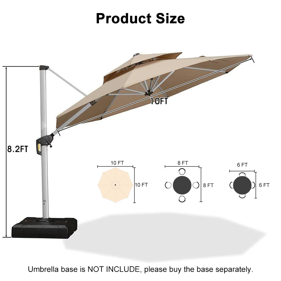 PURPLE LEAF Round Cantilever Patio Umbrella Heavy Duty Umbrella for Porch Garden Pool