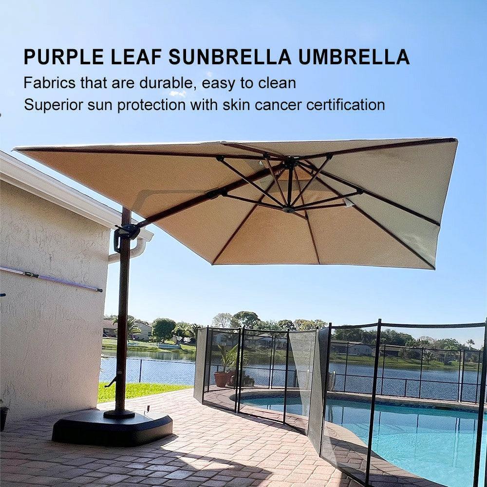 PURPLE LEAF SUNBRELLA Cantilever Umbrella Deluxe Wood Pattern Patio Umbrella