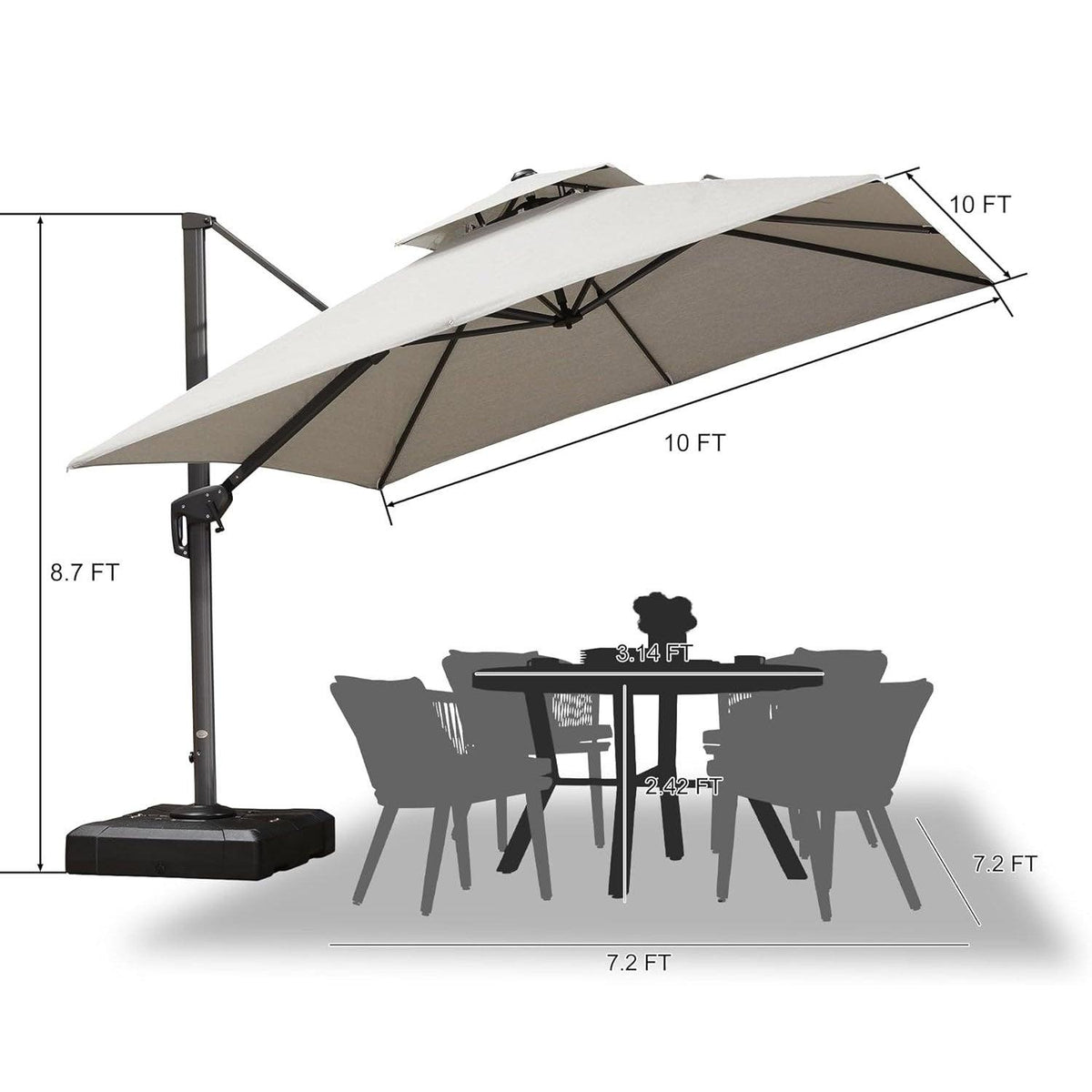 PURPLE LEAF Eco-friendly Fade Resistant Patio Umbrella High Quality Cantilever Umbrella