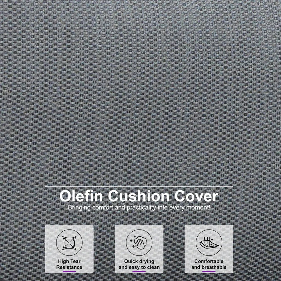 PURPLE LEAF Sanori L-Shaped Patio Couch Set Modular Sofa with Grey Cushions for Backyard