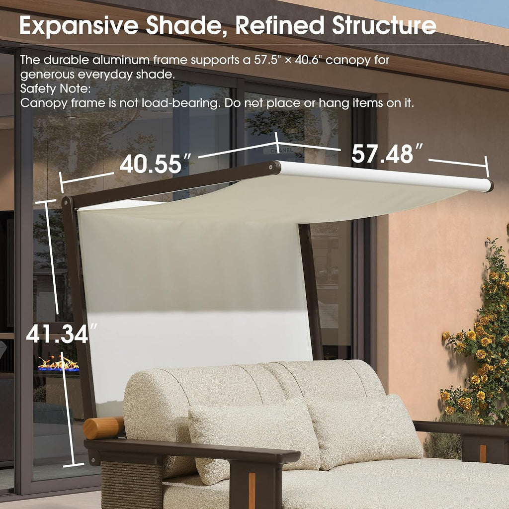 PURPLE LEAF Outdoor Chaise Lounge Modern Aluminum Teak Finish Lounge Chair with Thick Cushion and 2 Pillows Elegant Style Lounger for Residential Commercial Patio Pool and Villa