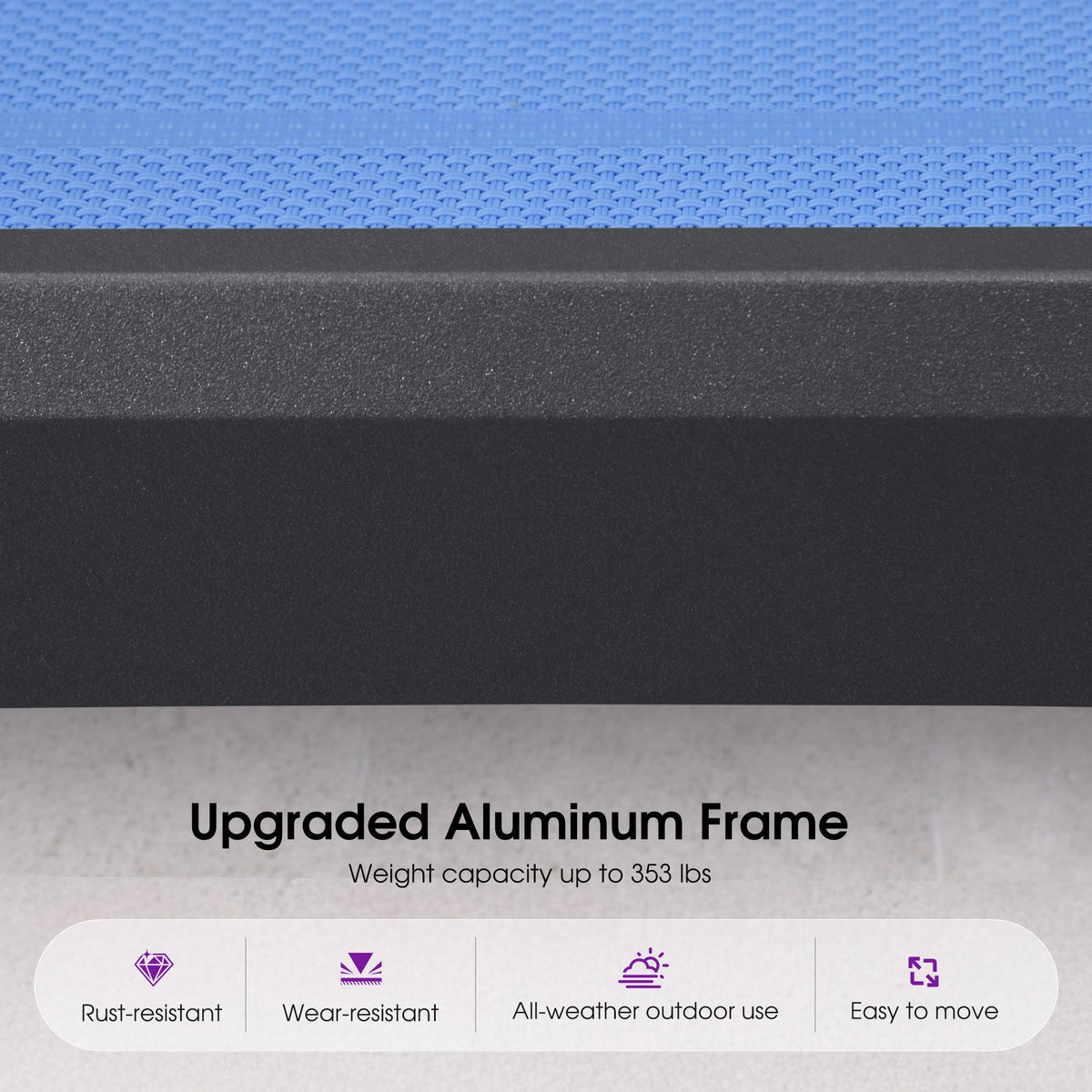 PURPLE LEAF Outdoor Chaise Lounge Patio Chair 5 Positions Adjustable Aluminum Frame with Textilene Seat Lightweight and Durable Pool Chaise Lounge for Patio Poolside Beach Yard