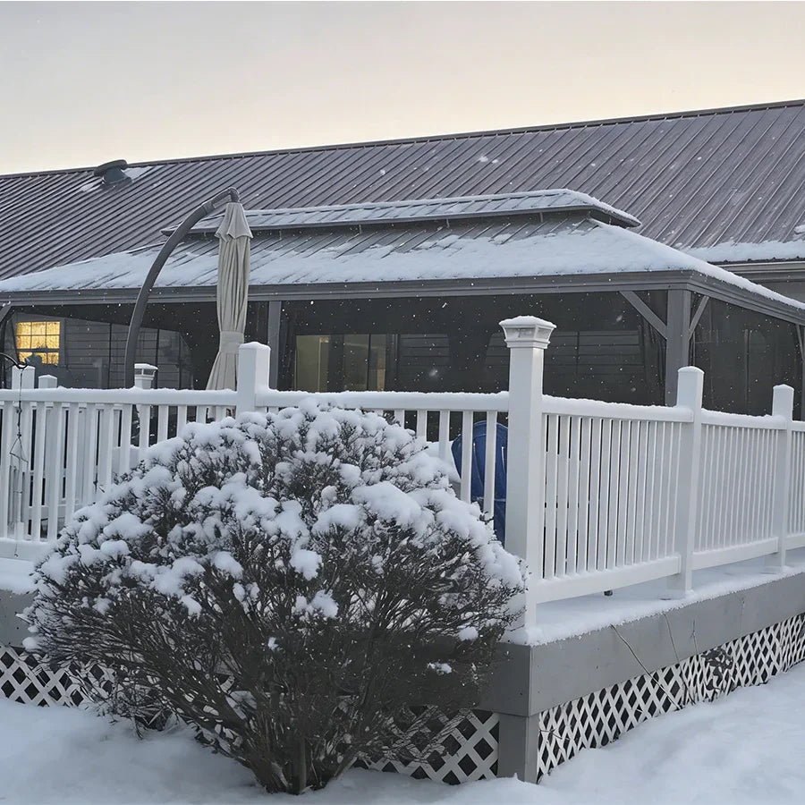 PURPLE LEAF Patio Gazebo for Pool Light Grey Hardtop Galvanized Steel Roof with Reinforcement Support Rod