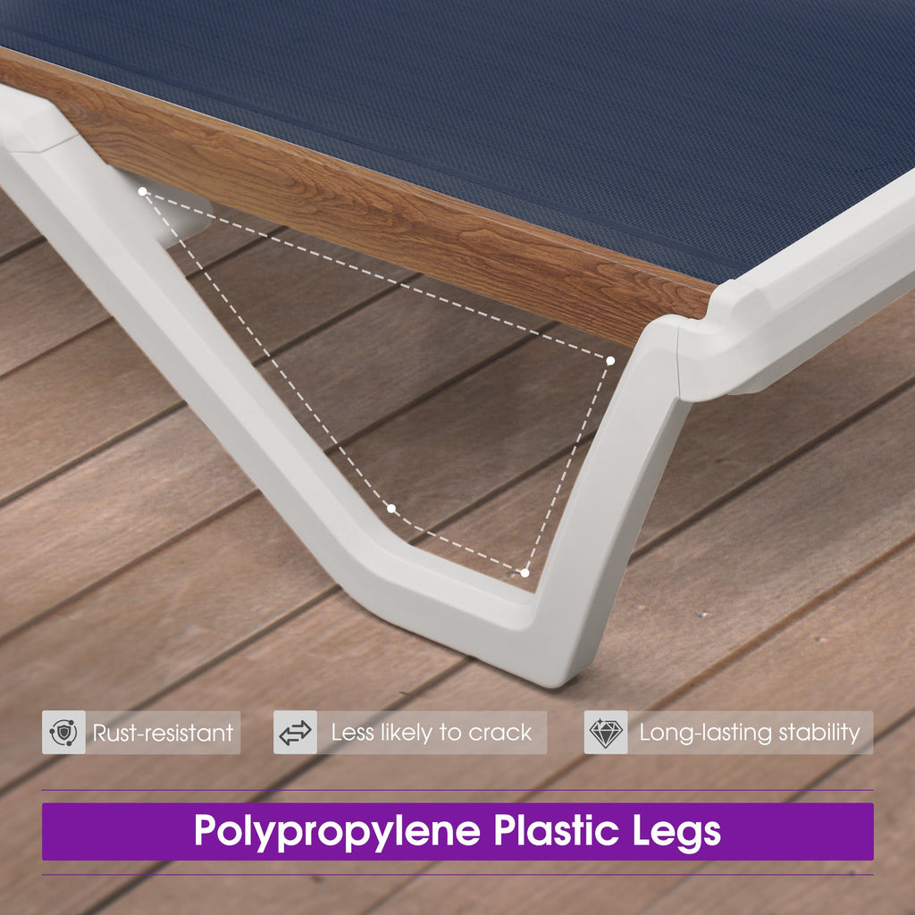 PURPLE LEAF Patio Lounge Chair Set White Chaise Lounge Chairs Five-Position Adjustable Plastic Stackable Chaise for Pool Sunbathing Beach Deck Outdoor