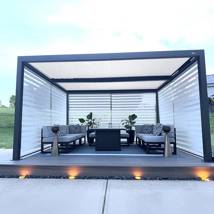 PURPLE LEAF Athena Louvered Pergola Modern Grey Pergola with White Roof for Deck Backyard Garden