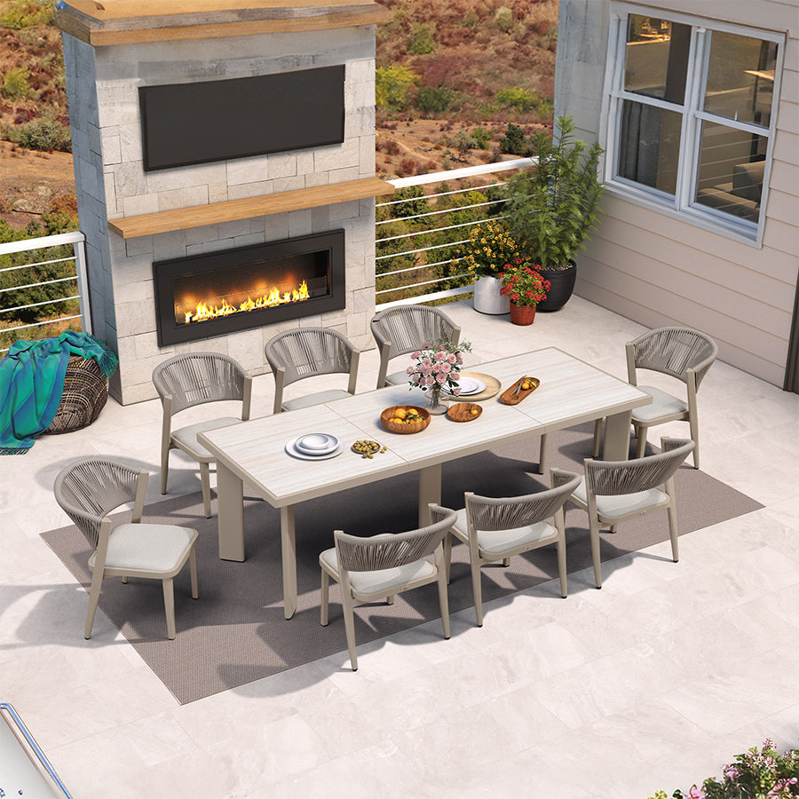 PURPLE LEAF 7 / 9 / 11 pcs Outdoor Dining Set Patio Dining Furniture for Lawn Backyard Deck Brown