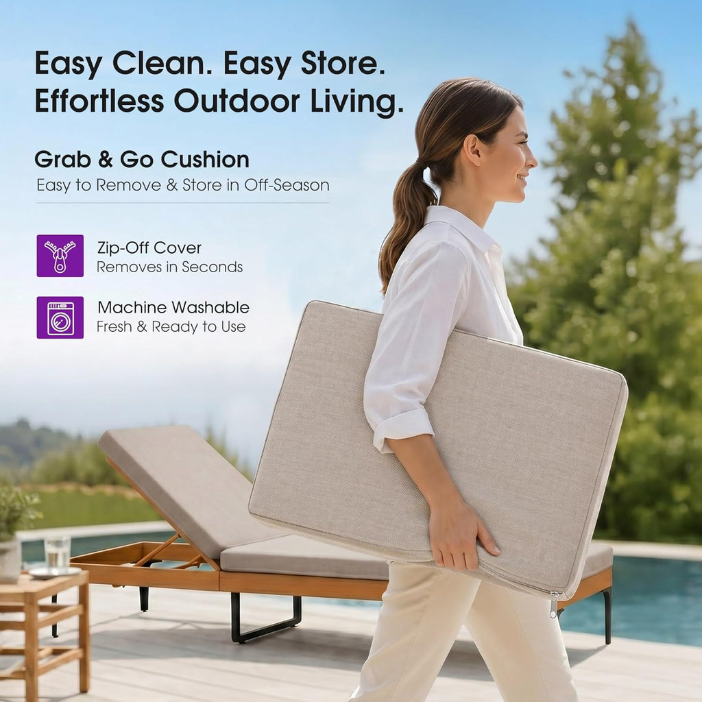 PURPLE LEAF Outdoor Chaise Lounge Sunbrella Patio Lounge Chair Recliner and Cushion for Poolside Balcony Backyard