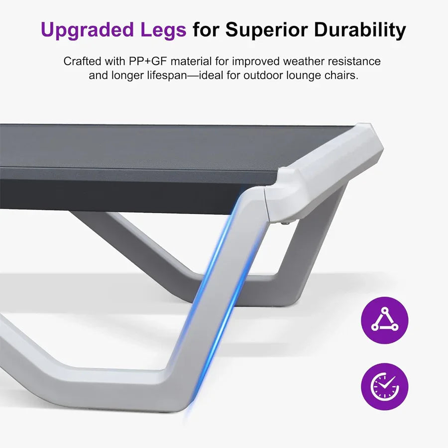 PURPLE LEAF Patio Chaise Lounge Plastic Pool Outdoor Lounge Chair with Aluminum Frame Stackable Patio Tanning Chairs for Poolside Sunbathing Beach Deck Yard