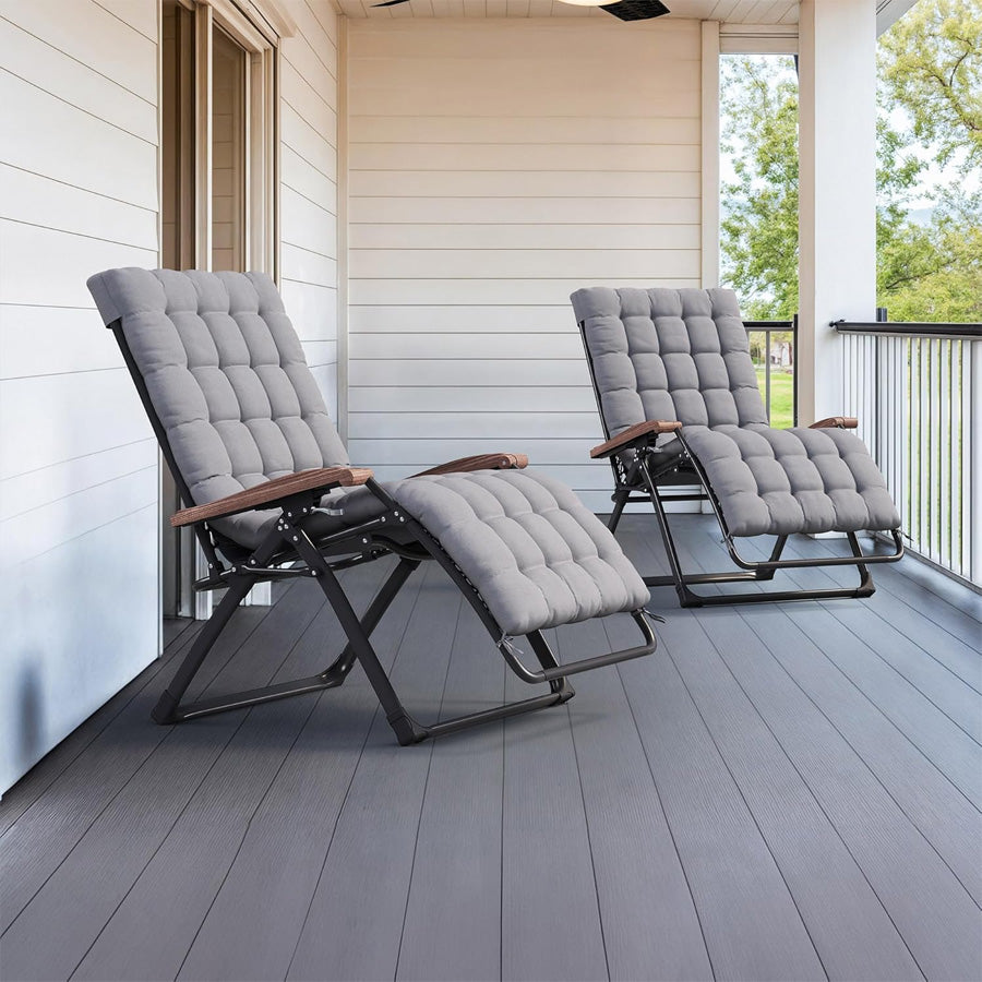 PURPLE LEAF Outdoor Reclining Chair Patio Zero Gravity Chaise Lounge Folding Chair with Removable Cushion Adjustable Headrest for Lawn Camping Beach Pool