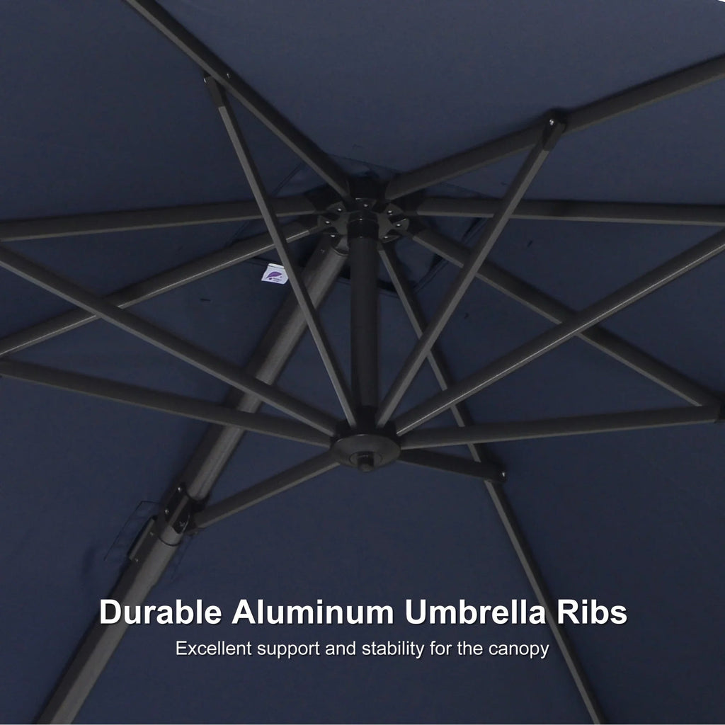 PURPLE LEAF Pool Umbrella Outdoor Cantilever Umbrella with In-ground Base