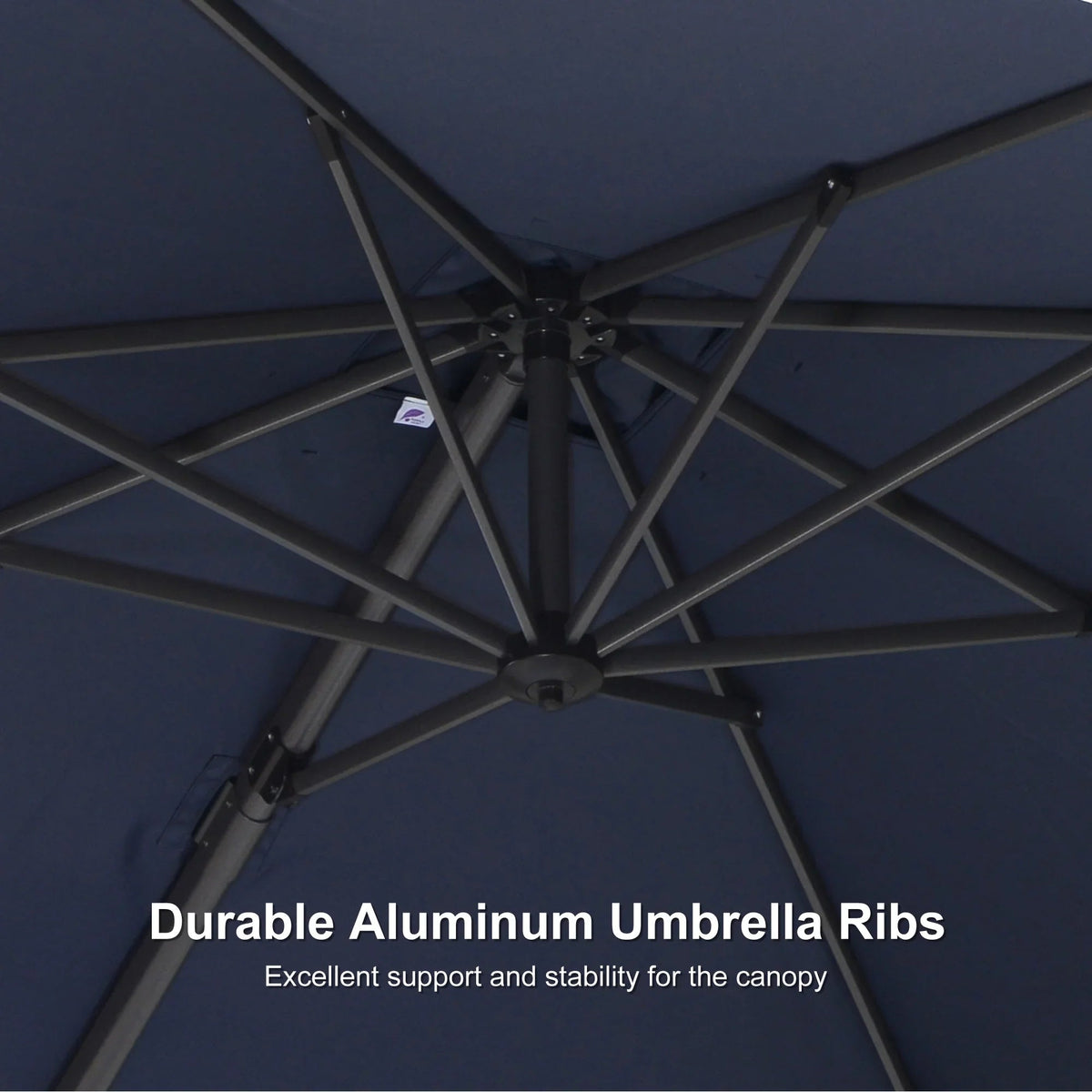 PURPLE LEAF Pool Umbrella Outdoor Cantilever Umbrella with In-ground Base