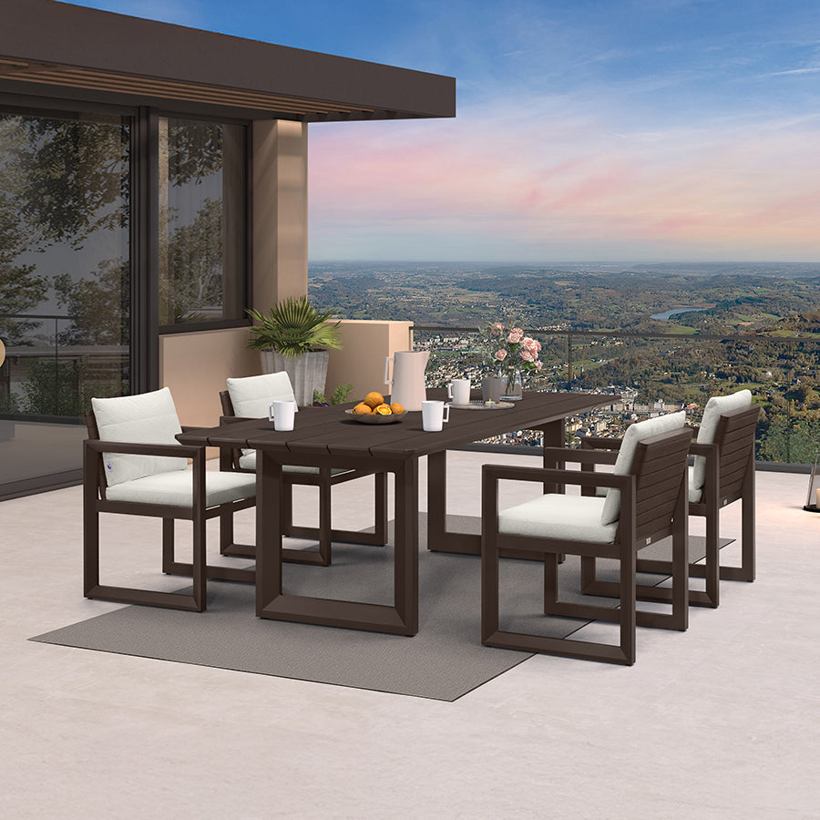 PURPLE LEAF Caesar Outdoor Dining Set Aluminum Luxury Patio Furniture Table and Chairs Set with Olifen Removable Thick Cushion and Pillow Patio Dining Sets for Garden Deck