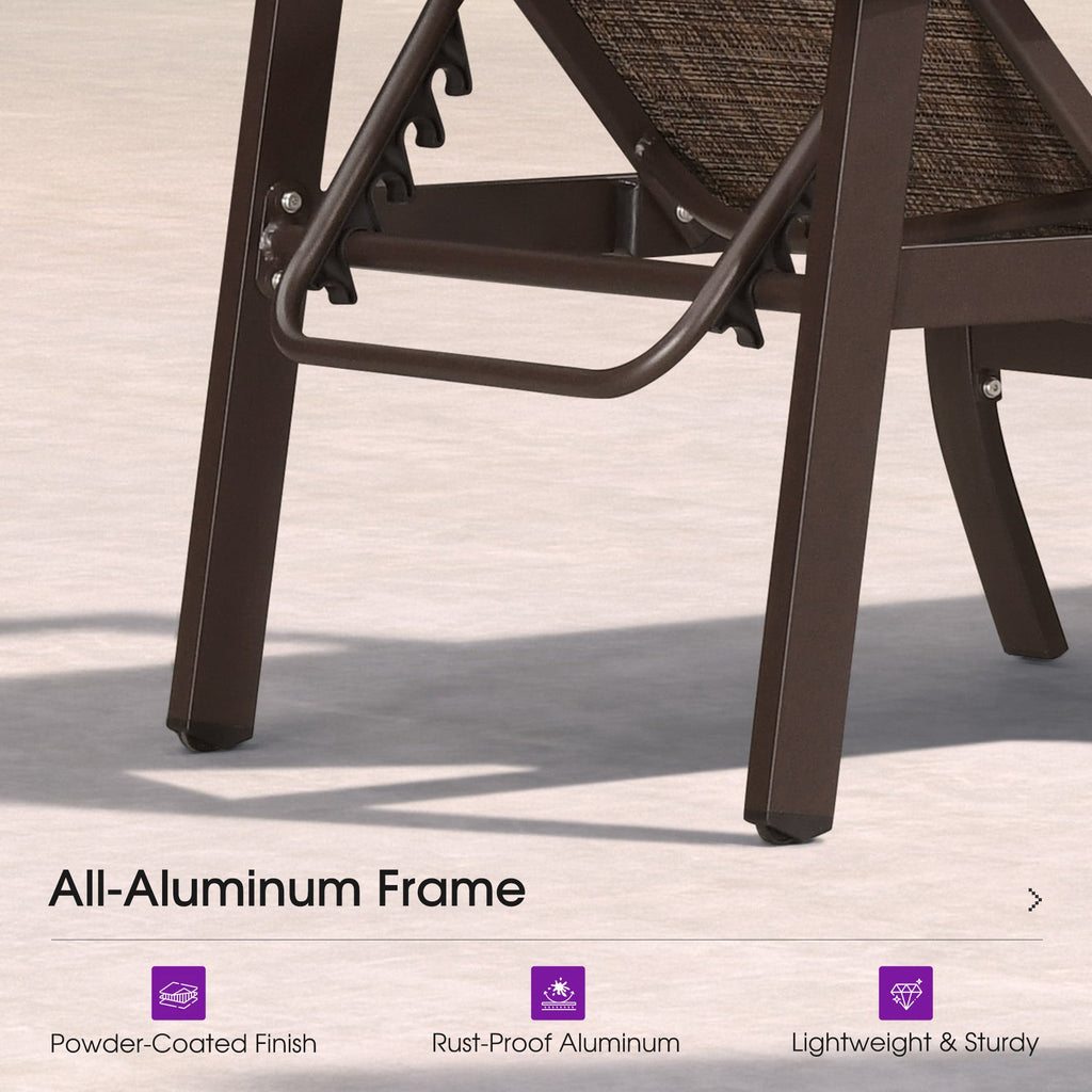PURPLE LEAF Outdoor Chaise Lounge Chair Patio Pool Lounger Aluminum Chairs with Side Table and Wheels Adjustable Tanning Recliner with Armrests for Outside Backyard Deck Beach