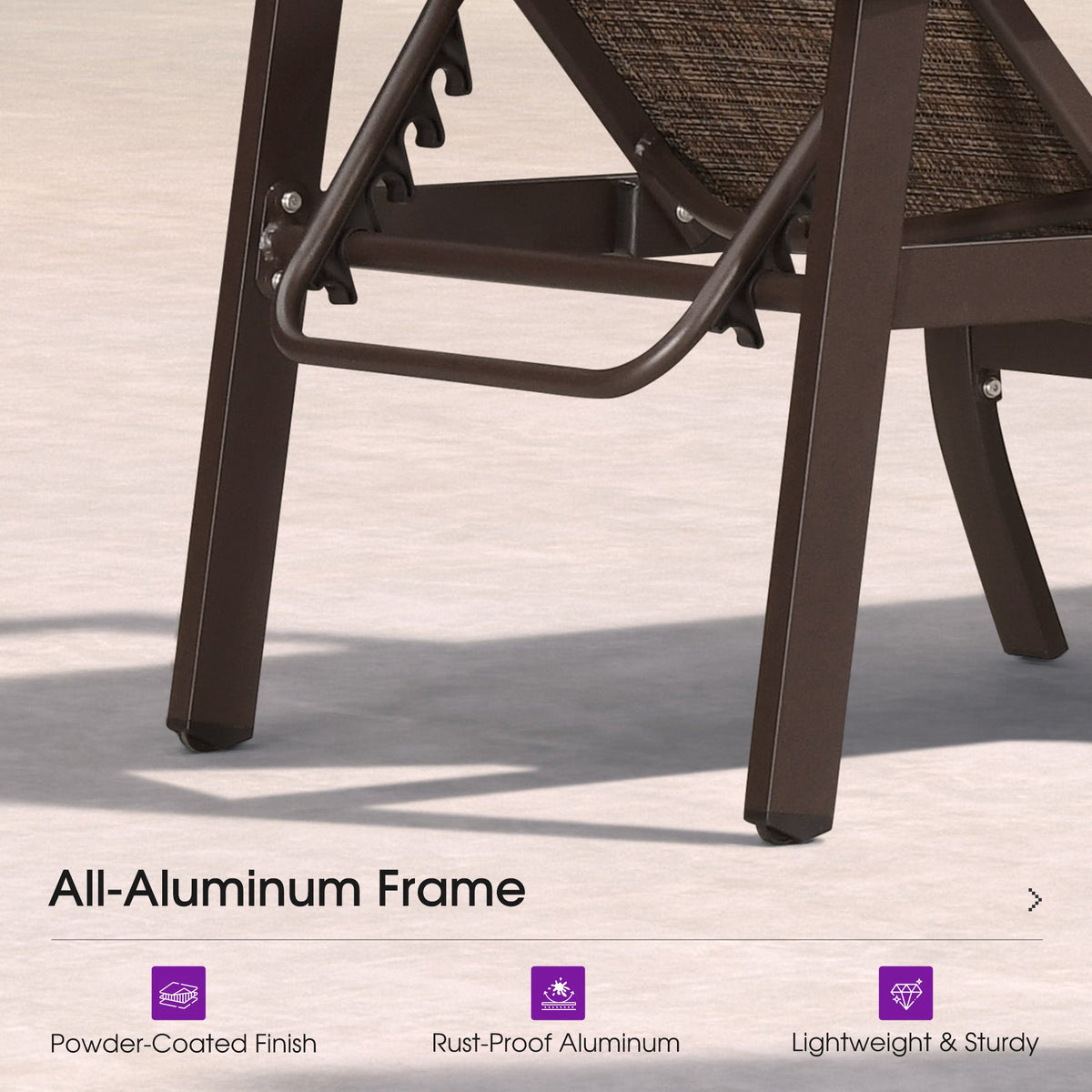 PURPLE LEAF Outdoor Chaise Lounge Chair Patio Pool Lounger Aluminum Chairs with Side Table and Wheels Adjustable Tanning Recliner with Armrests for Outside Backyard Deck Beach
