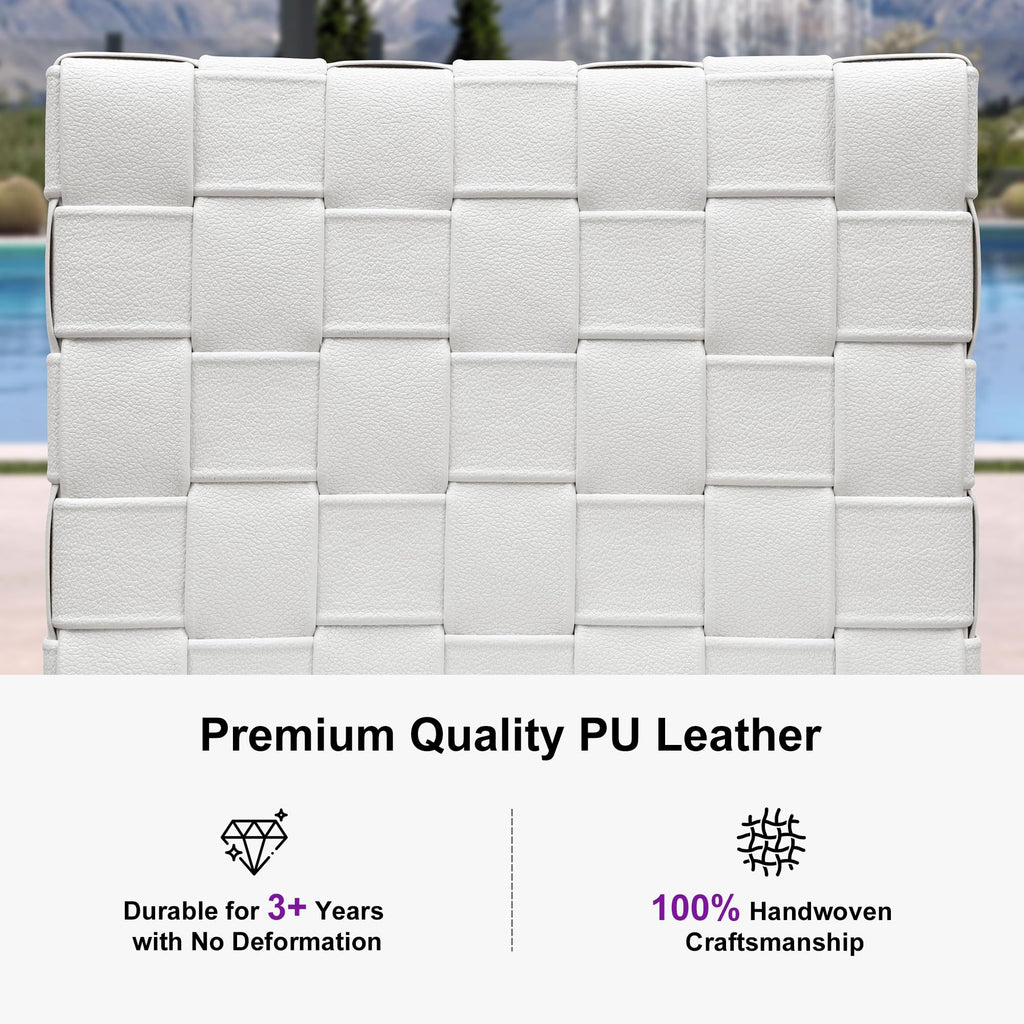 PURPLE LEAF Outdoor Counter Height Stools Set of 2, PU Leather Patio Bar Set with Aluminum Frame, Bar Chairs for Poolside, Garden, Kitchen Island