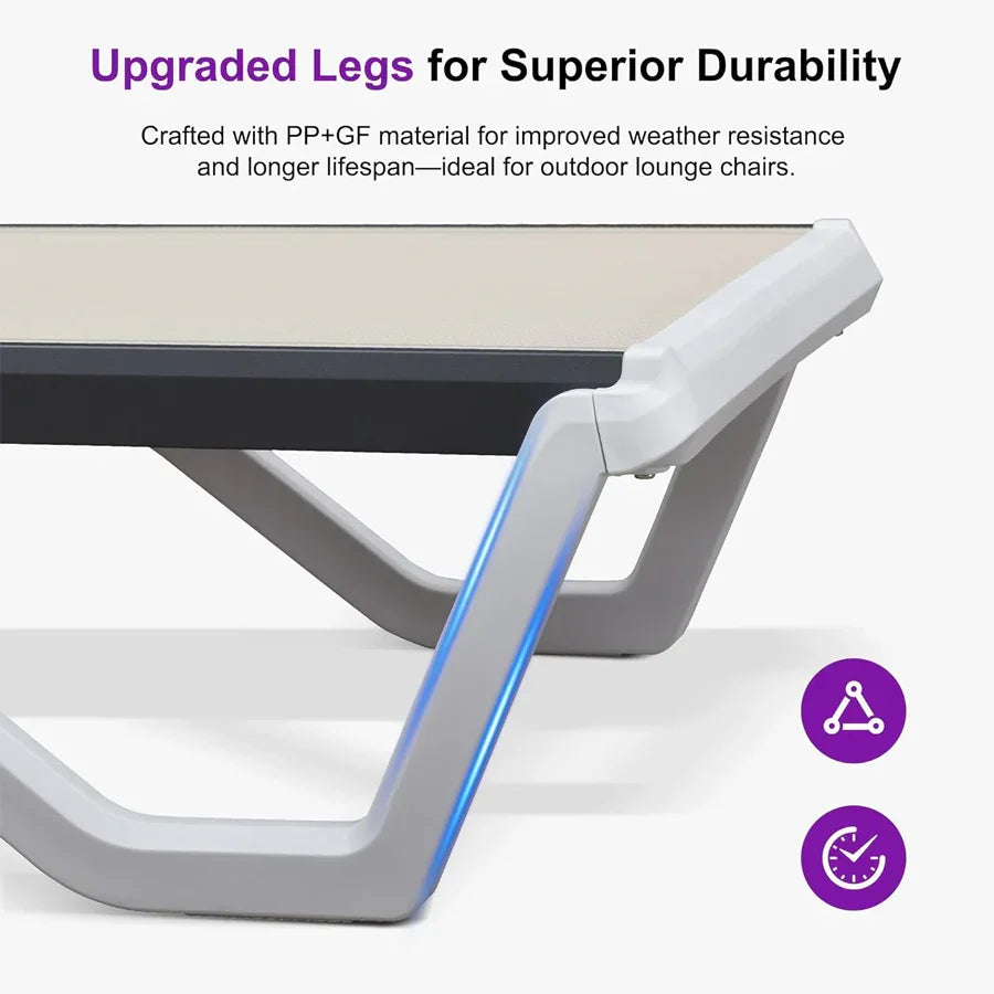 PURPLE LEAF Patio Chaise Lounge Plastic Pool Outdoor Lounge Chair with Aluminum Frame Stackable Patio Tanning Chairs for Poolside Sunbathing Beach Deck Yard