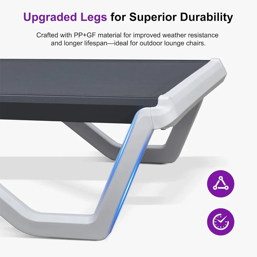 PURPLE LEAF Patio Chaise Lounge Plastic Pool Outdoor Lounge Chair with Aluminum Frame Stackable Patio Tanning Chairs for Poolside Sunbathing Beach Deck Yard