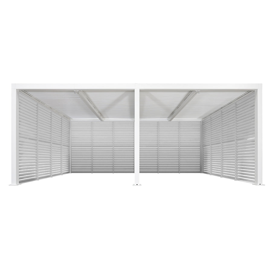 PURPLE LEAF Athena Louvered Pergola white Outdoor Aluminum Pergola with Shutter Wall Adjustable Gazebo Rainproof for Patio Deck Garden