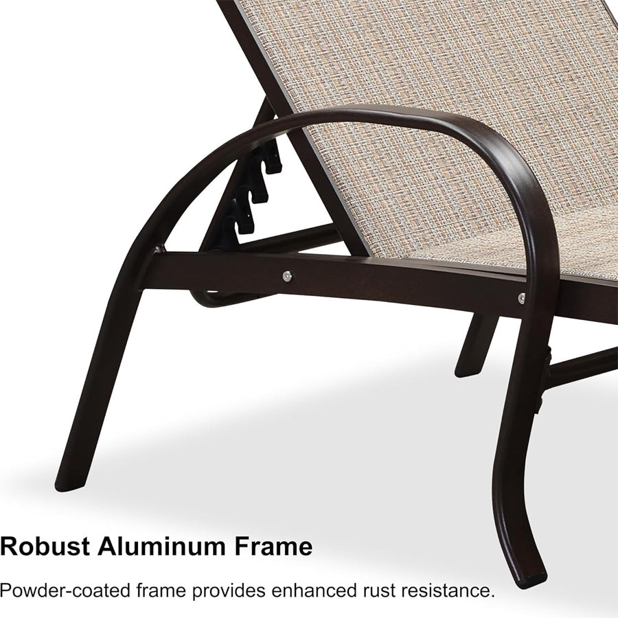 PURPLE LEAF Outdoor Chaise Lounge Patio Pool Lounger Aluminum Chairs with Side Table Adjustable Tanning Recliner for Outside Yard Deck Lawn Garden Beach