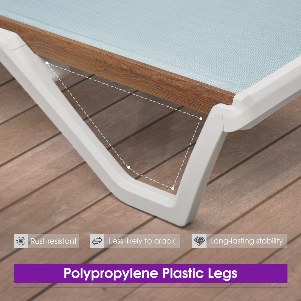 PURPLE LEAF Patio Lounge Chair Set White Chaise Lounge Chairs Five-Position Adjustable Plastic Stackable Chaise for Pool Sunbathing Beach Deck Outdoor