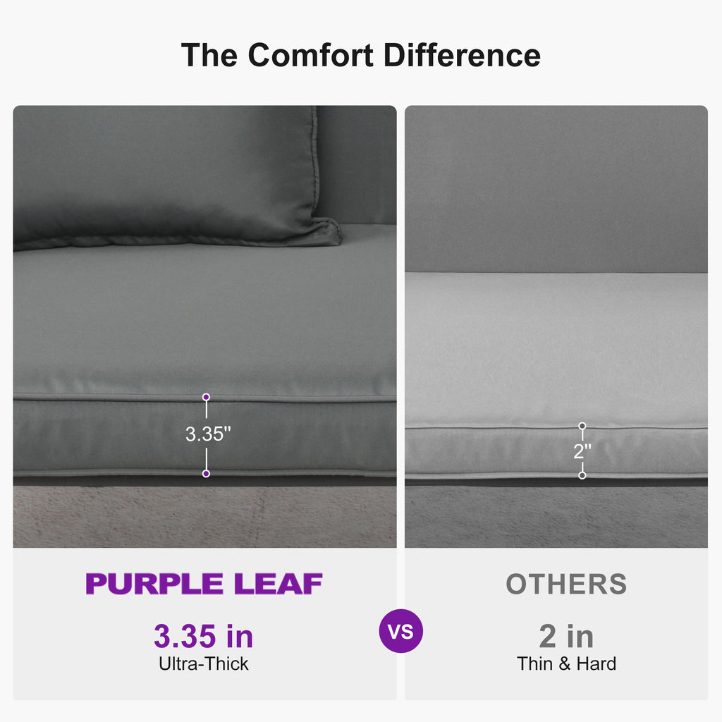 PURPLE LEAF Porch Swing with Adjustable Tilt Canopy Patio Swing with Stand and Meatl Steel Frame All-Weather Outdoor Swing Chair Seat Space-Saving for Backyard Garden Deck