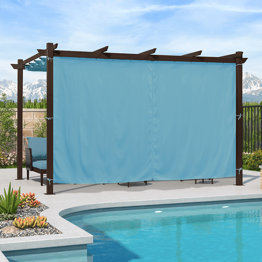 PURPLE LEAF Bronze Pergola Outdoor Retractable Metal Pergola with Canopy with Shade Cover With Curtains