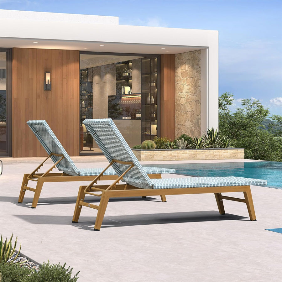 PURPLE LEAF Pool Oversized Lounge Chairs Rattan Aluminium Patio Chaise Lounge Outdoor Adjustable Recliner Finish Loungers Woven PE Sun Chairs for Poolside Deck Beach