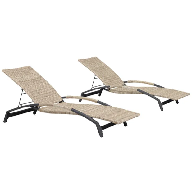PURPLE LEAF Patio Chaise Lounge Chair Set of 2 Wicker Tanning Outdoor Pool Adjustable Recliner Chair for Outside Beach Poolside Sunbathing Lounger