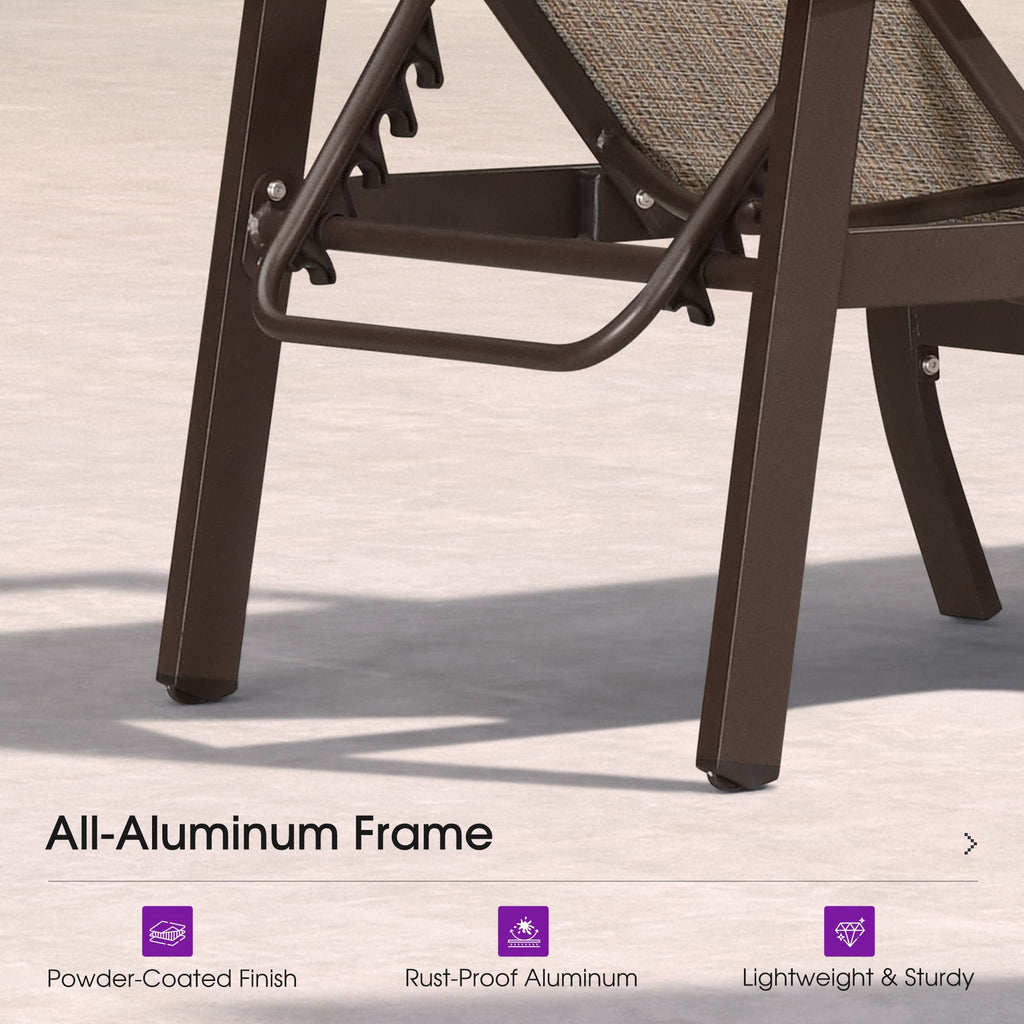 PURPLE LEAF Outdoor Chaise Lounge Chair Patio Pool Lounger Aluminum Chairs with Side Table and Wheels Adjustable Tanning Recliner with Armrests for Outside Backyard Deck Beach