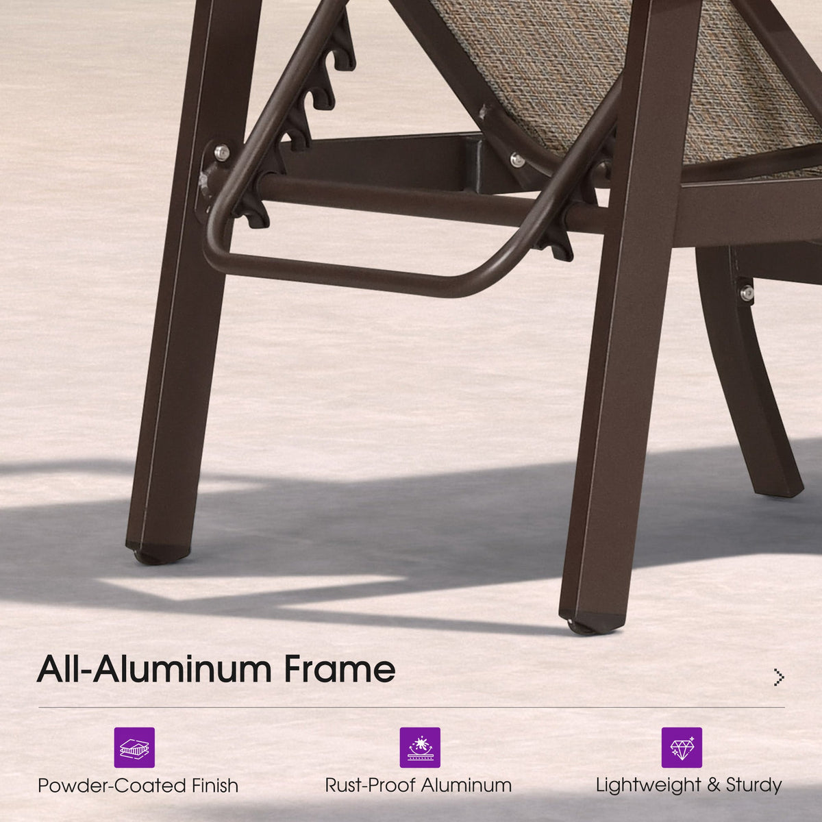 PURPLE LEAF Outdoor Chaise Lounge Chair Patio Pool Lounger Aluminum Chairs with Side Table and Wheels Adjustable Tanning Recliner with Armrests for Outside Backyard Deck Beach