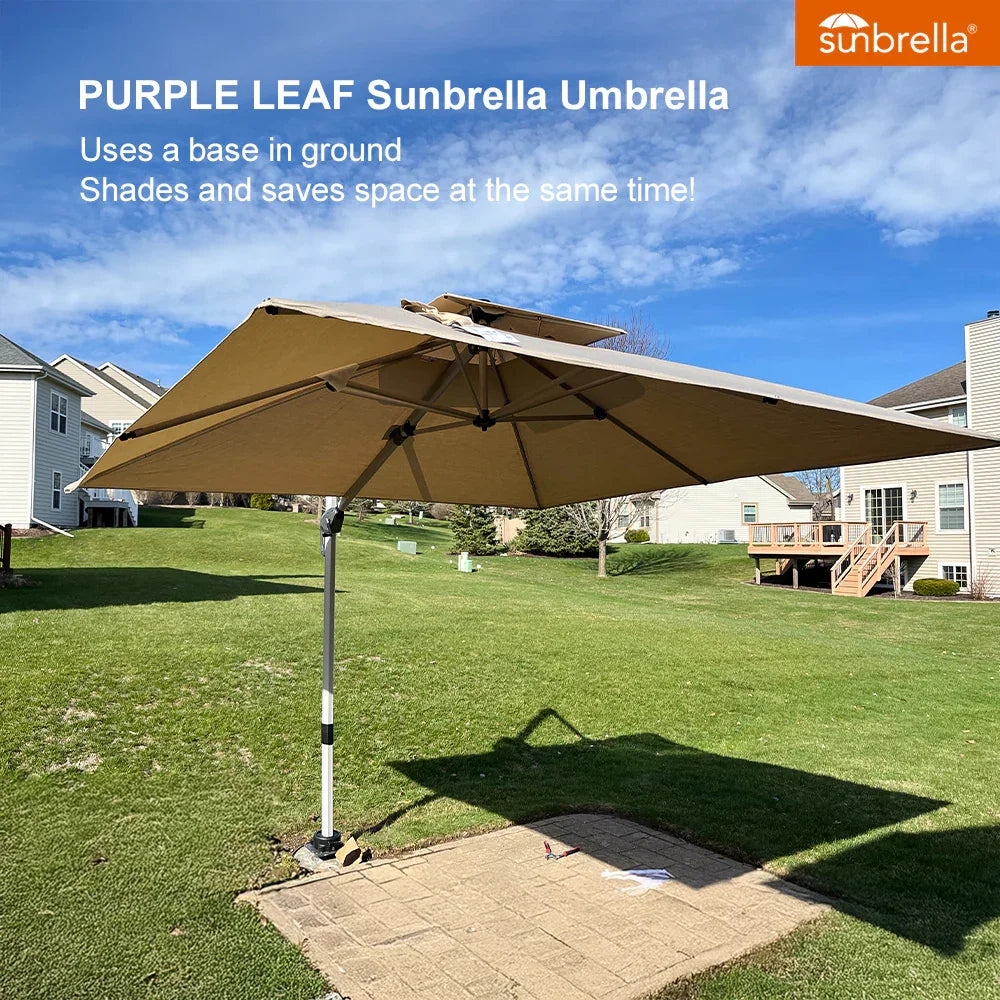 PURPLE LEAF – Parasol de terrasse Premium Classic SUNBRELLA déporté