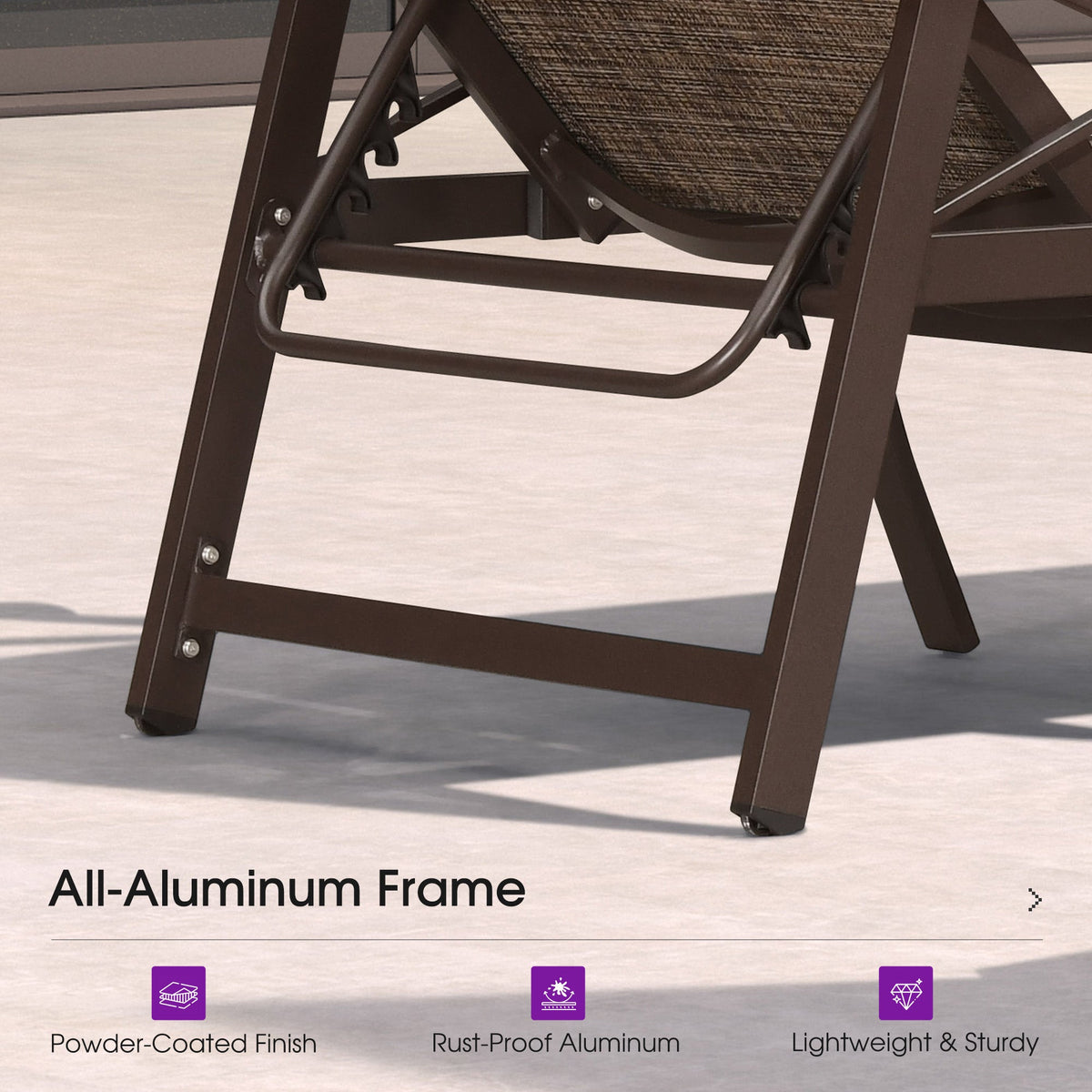 PURPLE LEAF Oversized Chaise Lounge Chair Outdoor Extra Wide Pool Lounge Chairs 5 Adjustable Position with Armrests and Side Table, Aluminum Patio Lounge Chair for Outside, Backyard, Pool