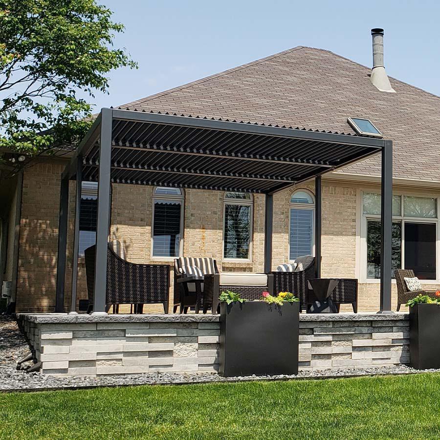 PURPLE LEAF Caesar Outdoor Louvered Pergola Patio Sun Shade Shelter with Adjustable Hardtop Patio Pergola Grey