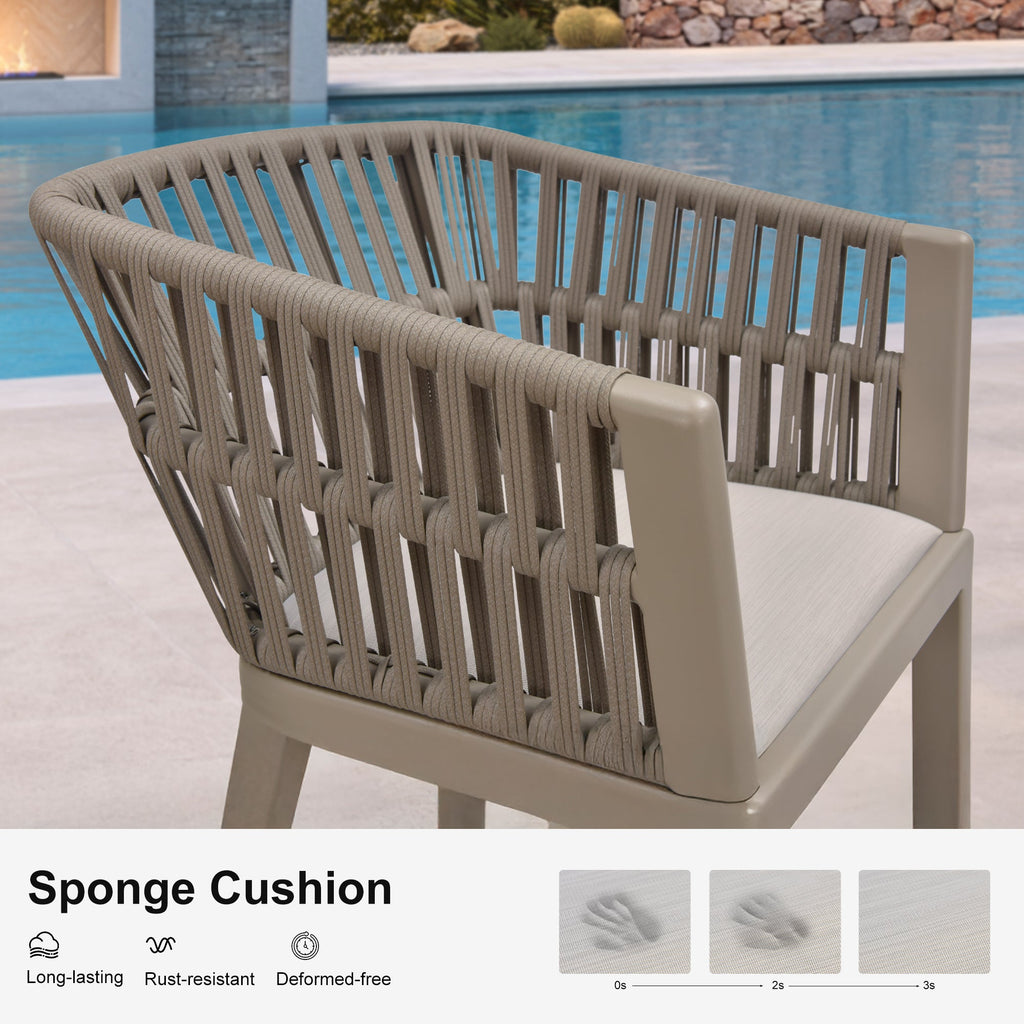 PURPLE LEAF Outdoor Bar Stools Set of 2 for Overweight Wicker Rattan Patio Barstools Woven Modern Bar Chairs with Backrest and Cushions for Garden Outside