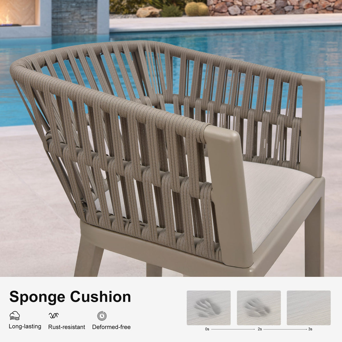 PURPLE LEAF Outdoor Bar Stools Set of 2 for Overweight Wicker Rattan Patio Barstools Woven Modern Bar Chairs with Backrest and Cushions for Garden Outside