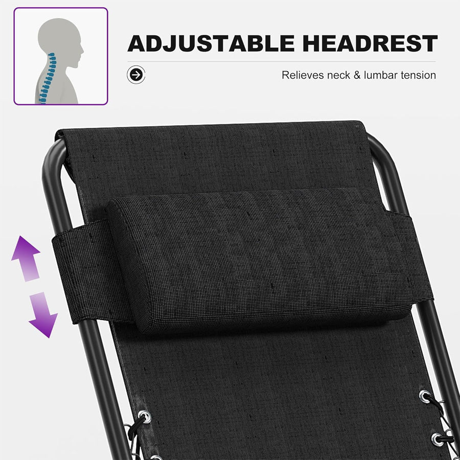 PURPLE LEAF Outdoor Reclining Chair Patio Zero Gravity Chaise Lounge Folding Chair with Removable Cushion Adjustable Headrest for Lawn Camping Beach Pool